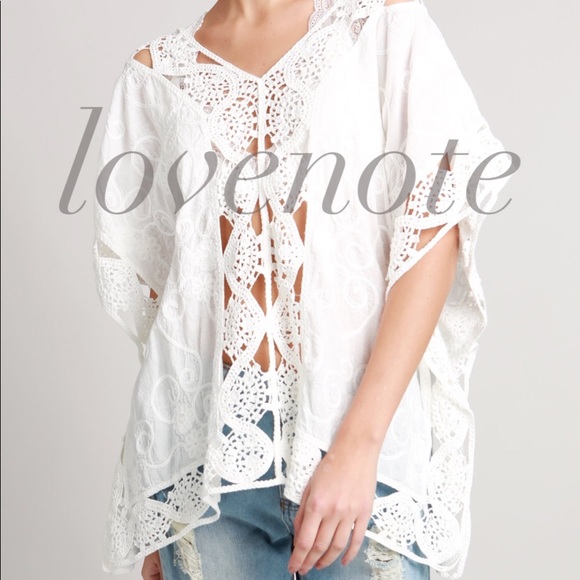 POL Cotton Embroidered poncho crochet Blouse Top - Picture 4 of 7